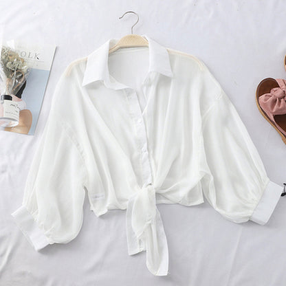 Women's Casual Chiffon Button-Up Shirt