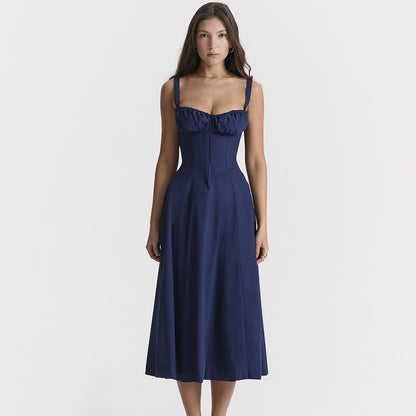 Backless Floral Halter Midi Dress